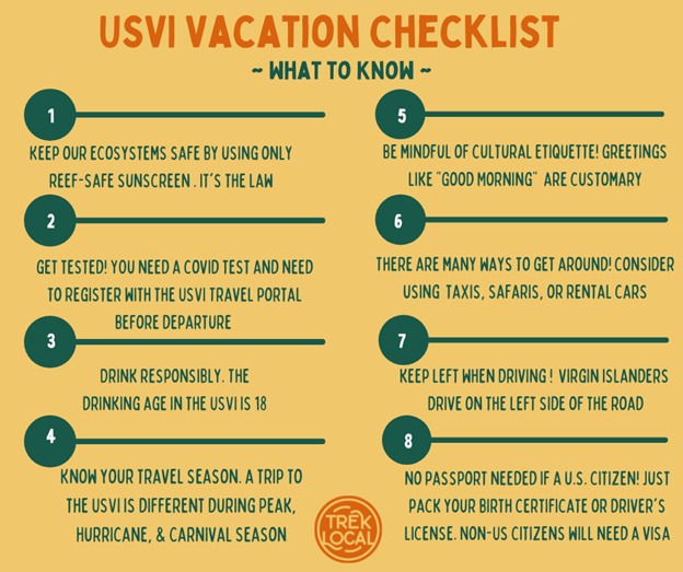 USVI Vacation Checklist