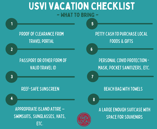 checklist of 8 things to bring on vacation in the USVI