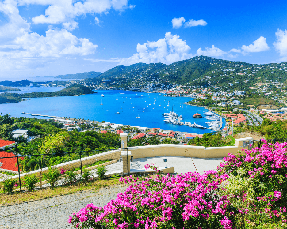 View of Charlotte Amalie Harbor in St. Thomas, U.S. Virgin Islands from a high point